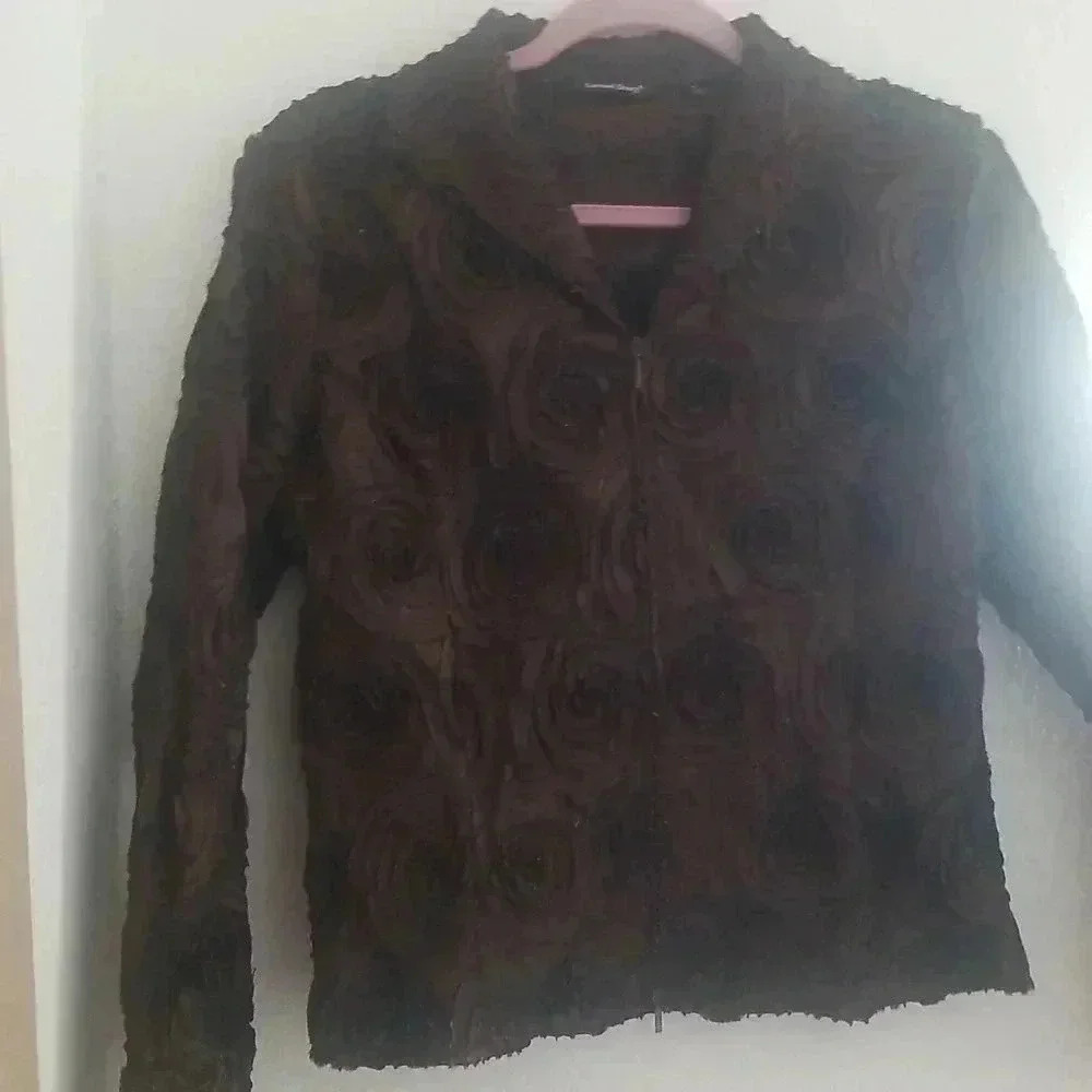 Samuel Dong Brown Rosette Jacket - image 5